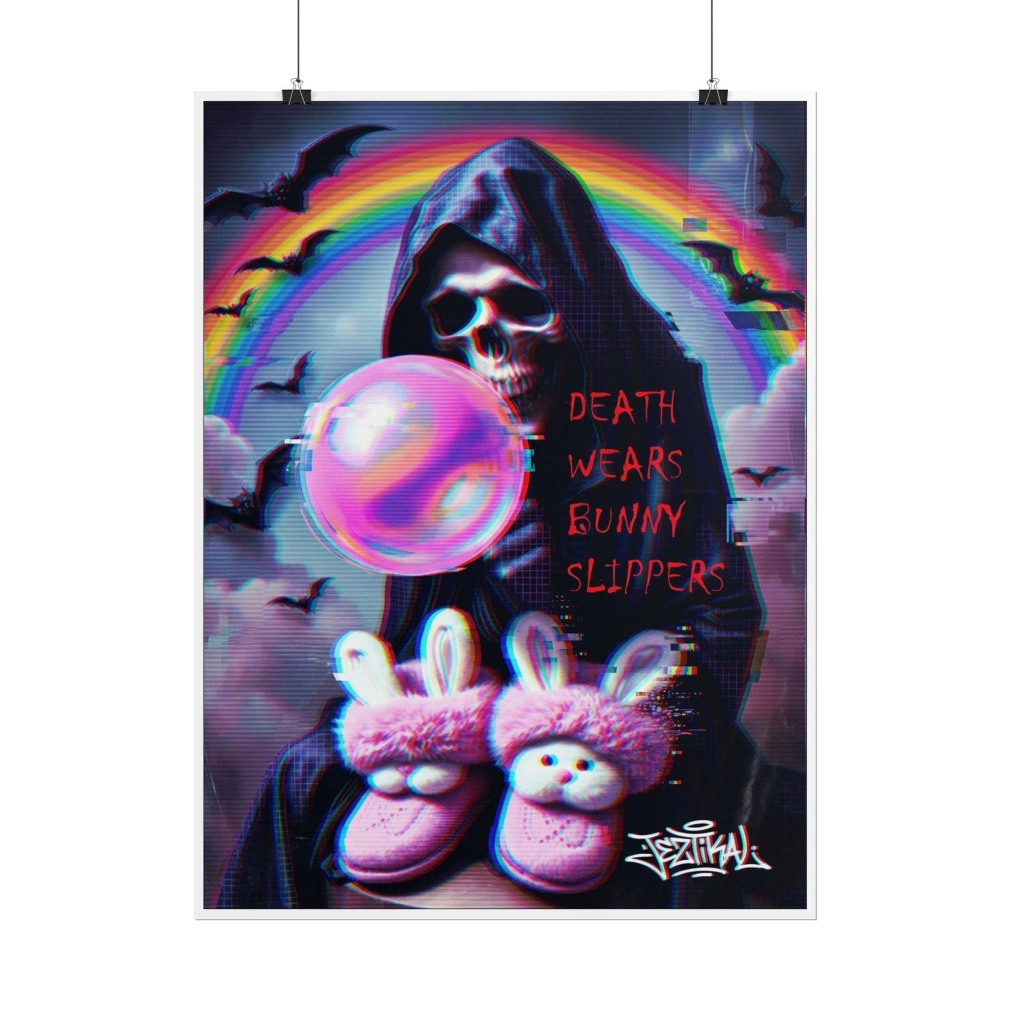 Death Wears Bunny Slippers Poster